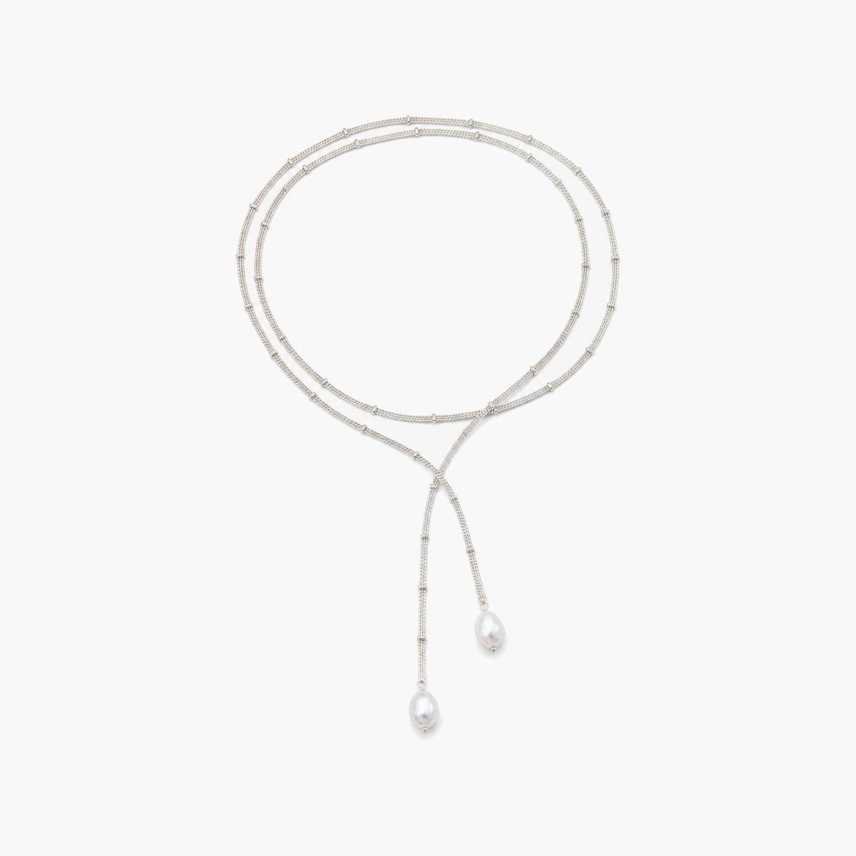 Dainty Double Layer Lariat Pearl Necklace