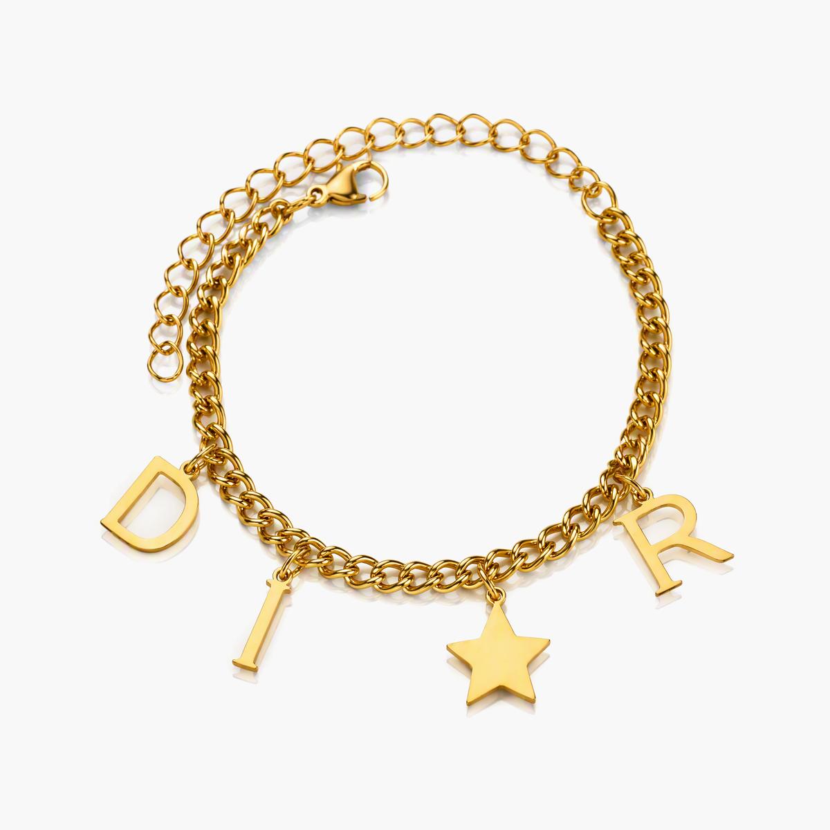 Trendy Letter And Star Charm Bracelet