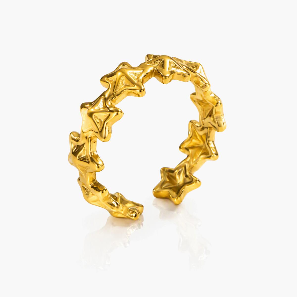 Trendy Star Open Cuff Ring