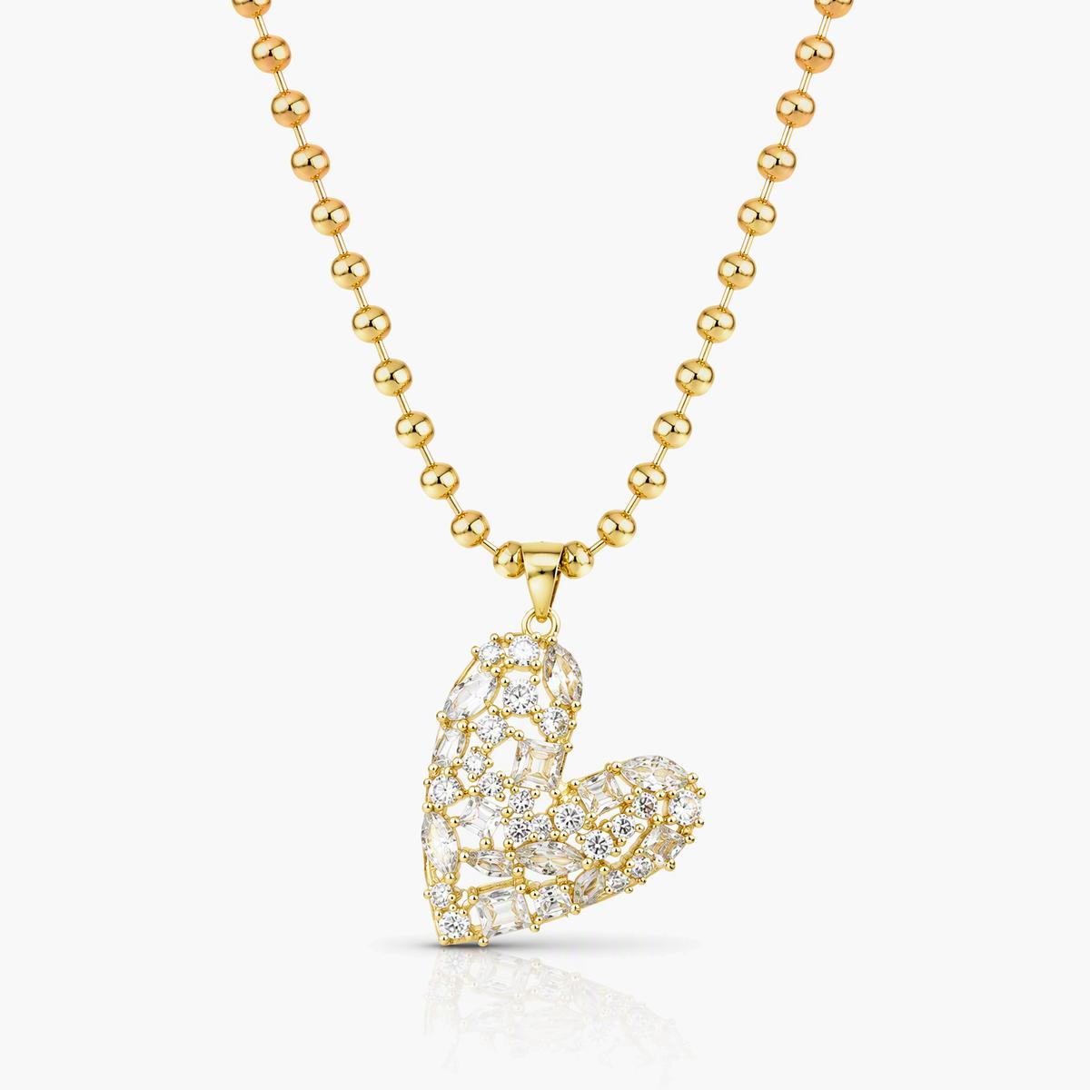 Heart And Flower Pendant Necklace