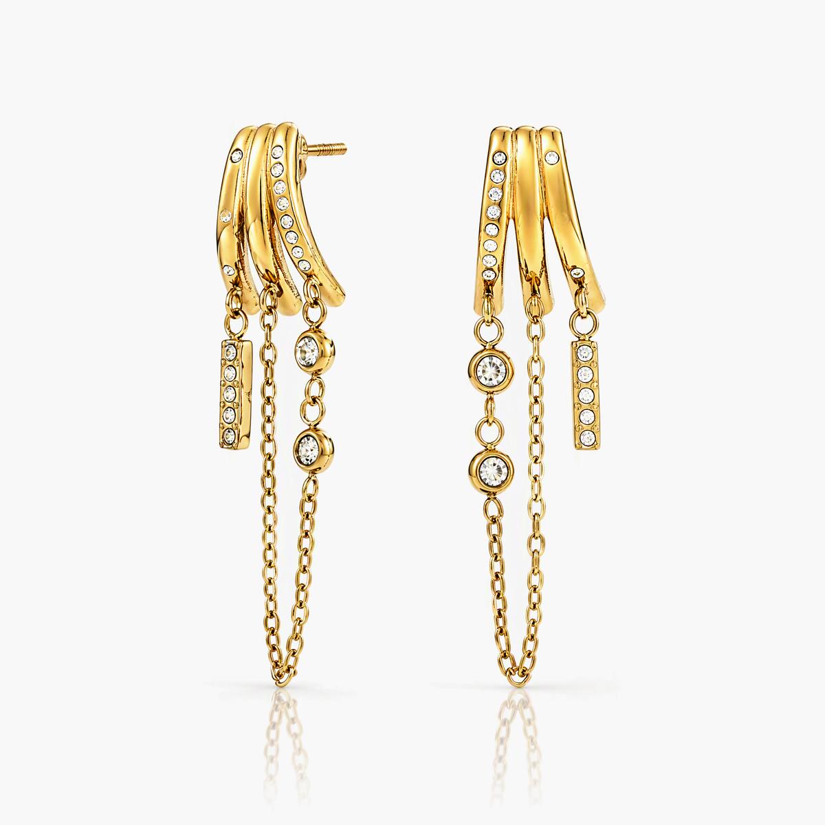 Dainty Multi-Hoop Chain Drop Earrings