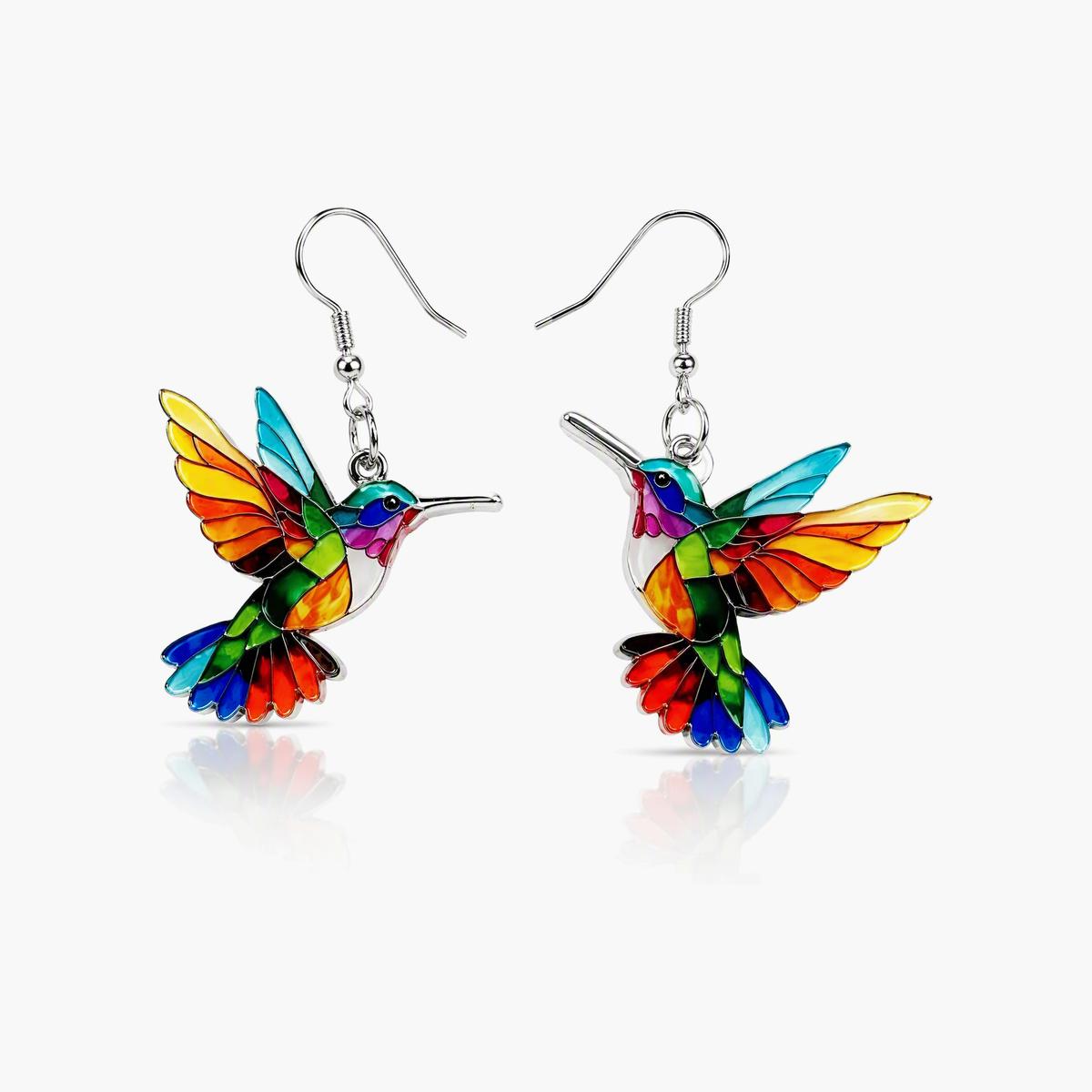 Colorful Hummingbird Drop Earrings