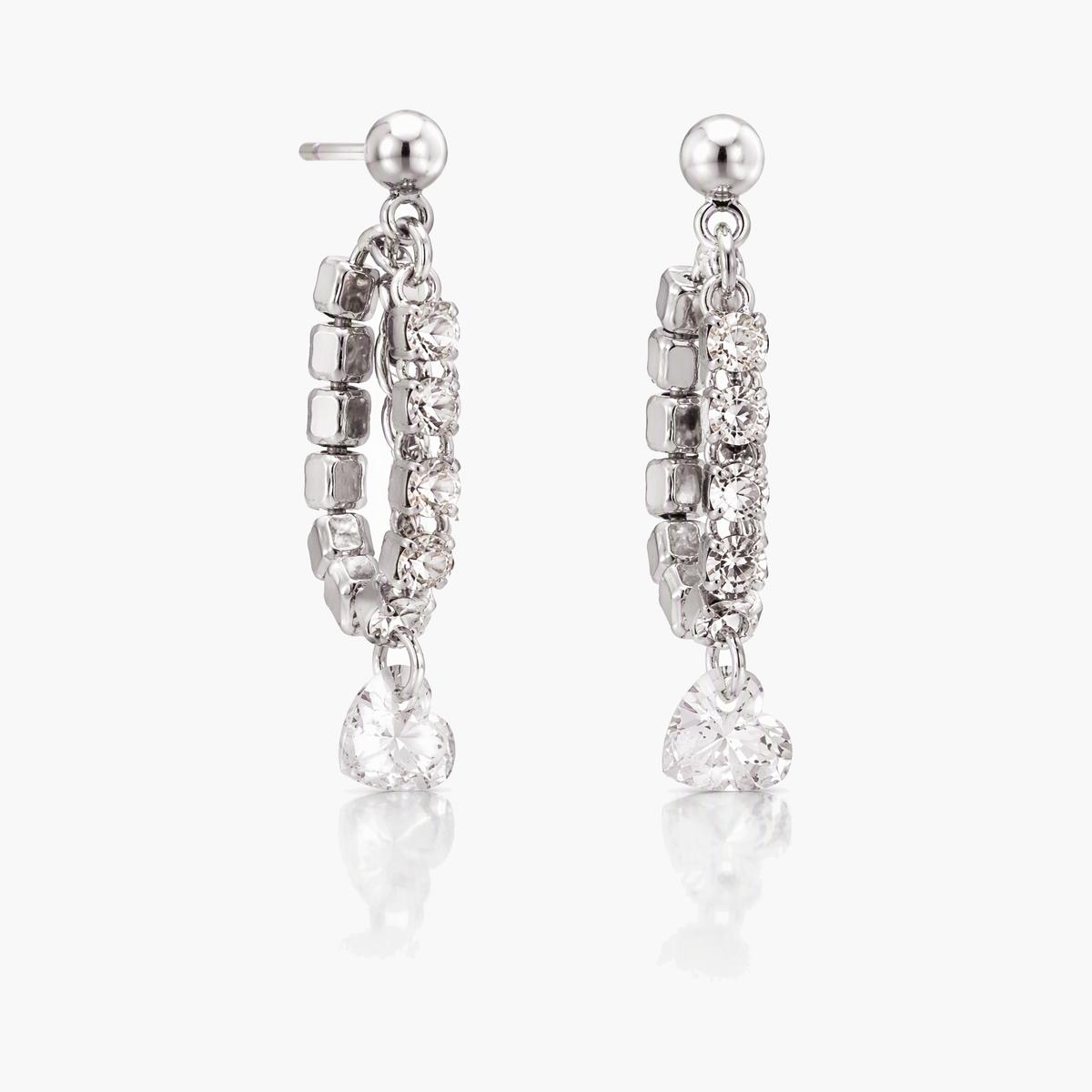 Dainty Heart Charm Drop Earrings