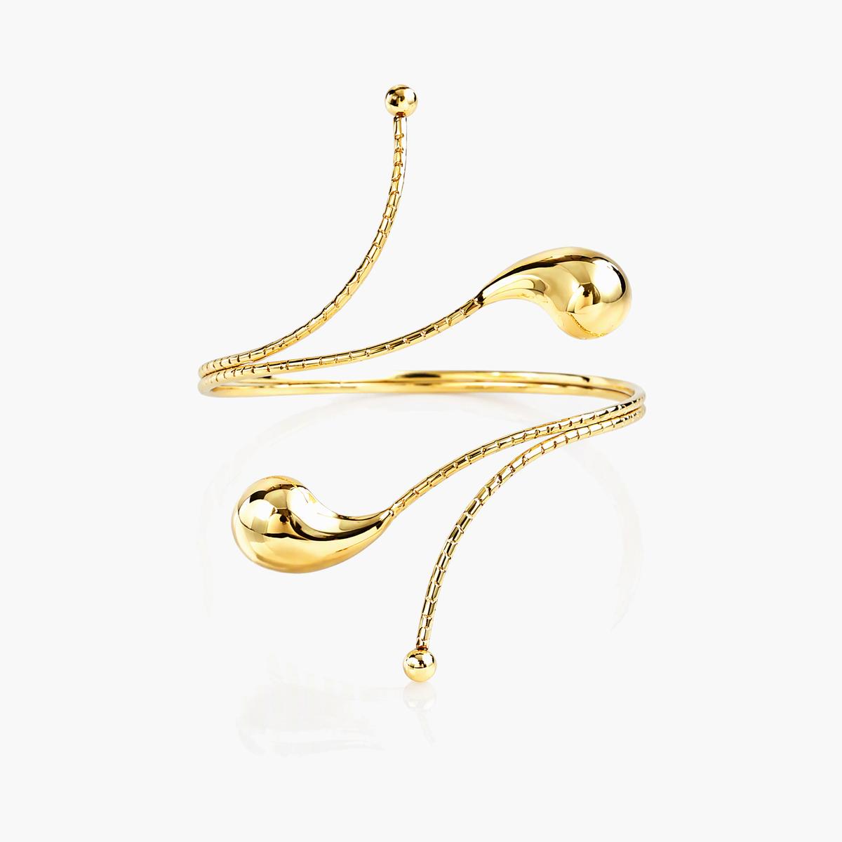 Elegant Double Teardrop Open Cuff Bracelet