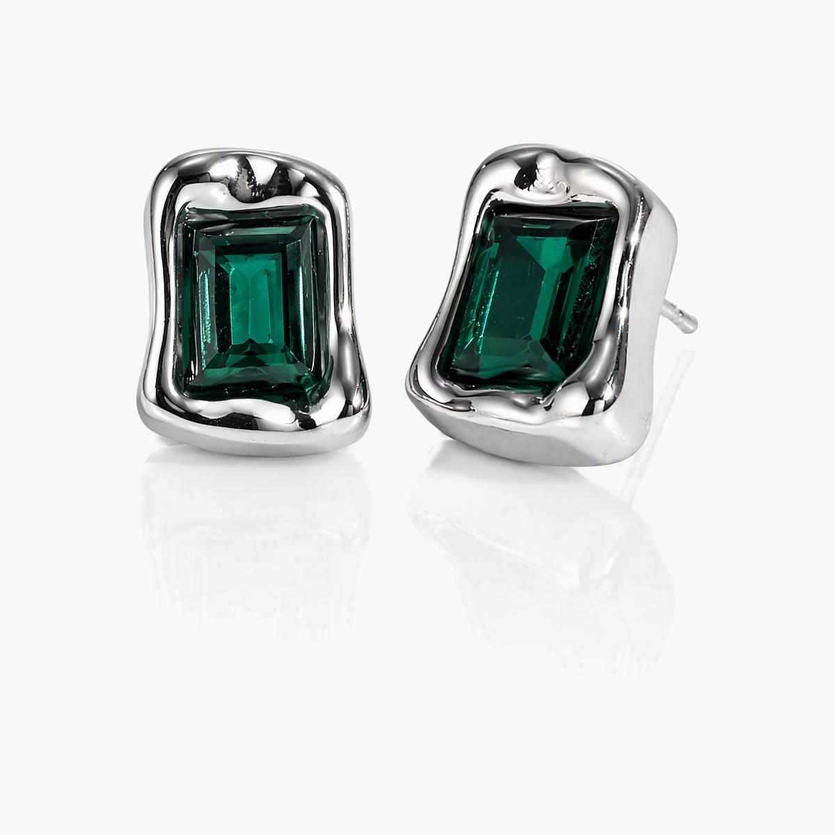 Chunky Irregular Rectangle Stud Earrings