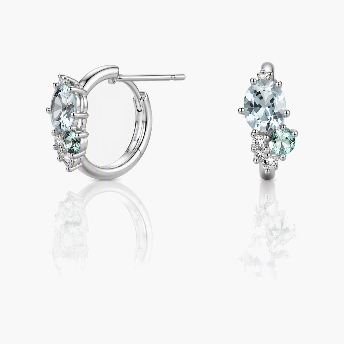 Dainty Three-Stone Huggie Earrings