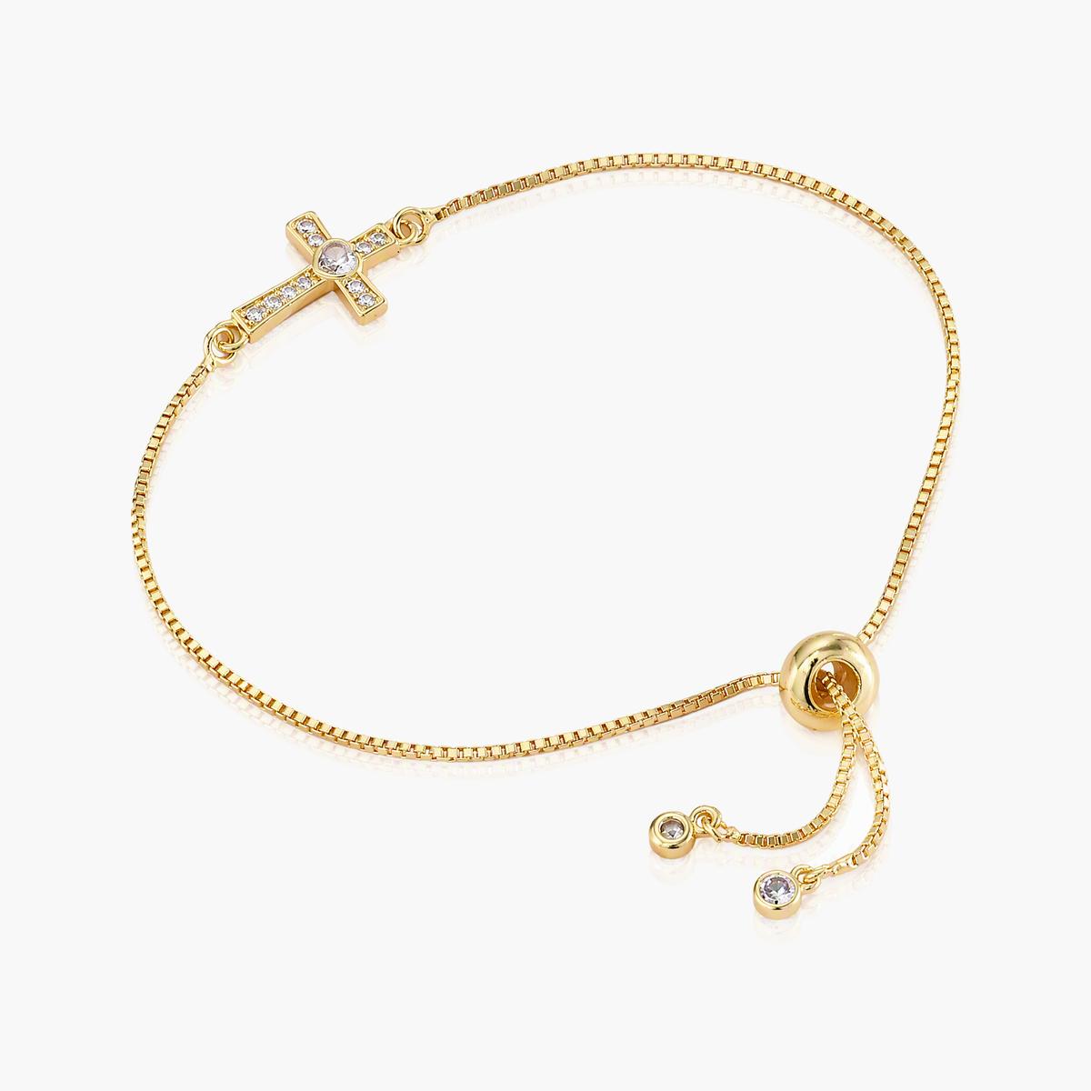 Dainty Paved Cross Bracelet