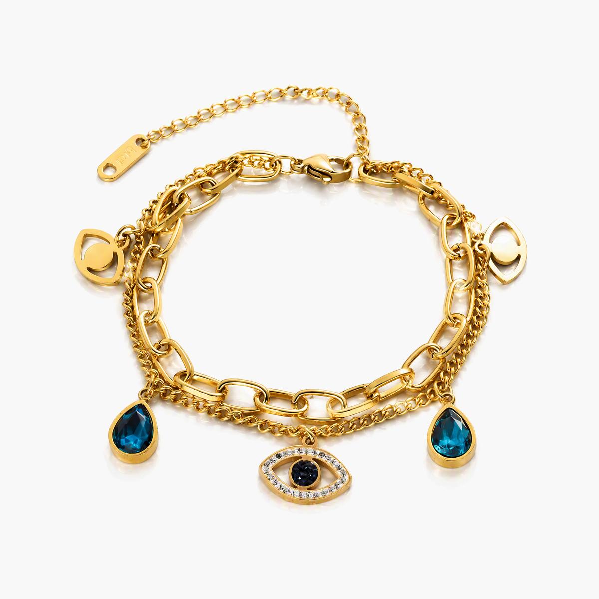 Trendy Evil Eye & Teardrop Charm Bracelet