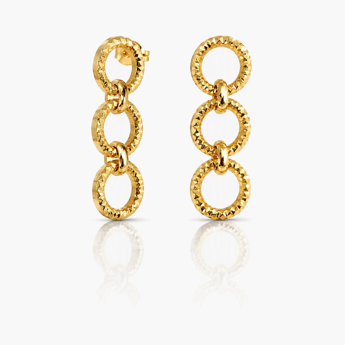 Textured Triple Link Drop Earrings