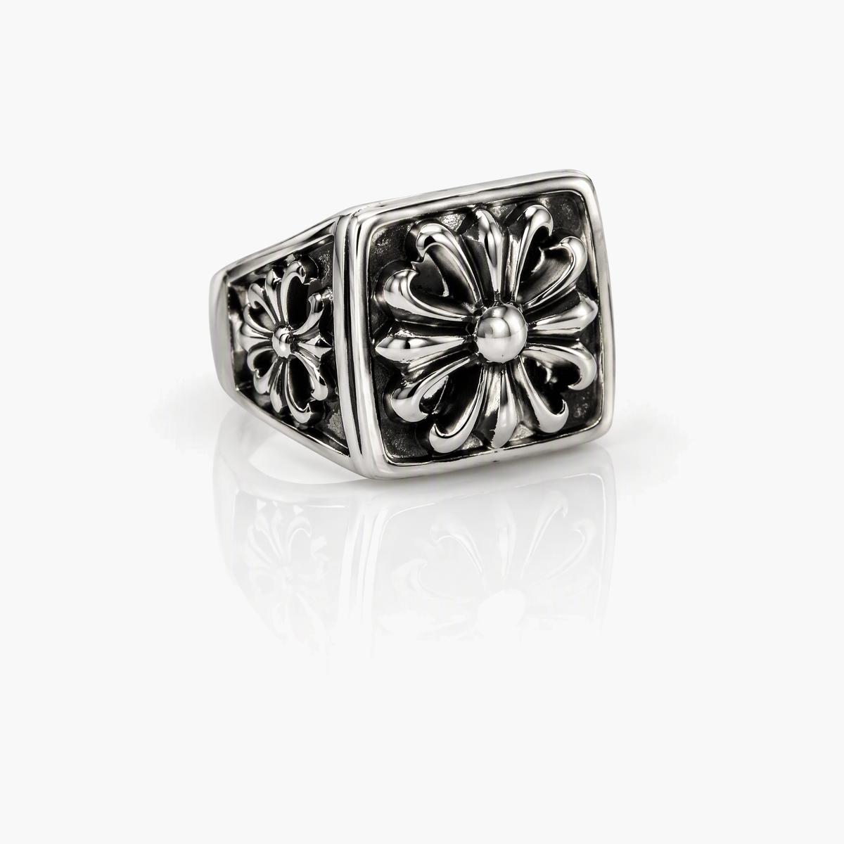 Vintage Floral Square Ring