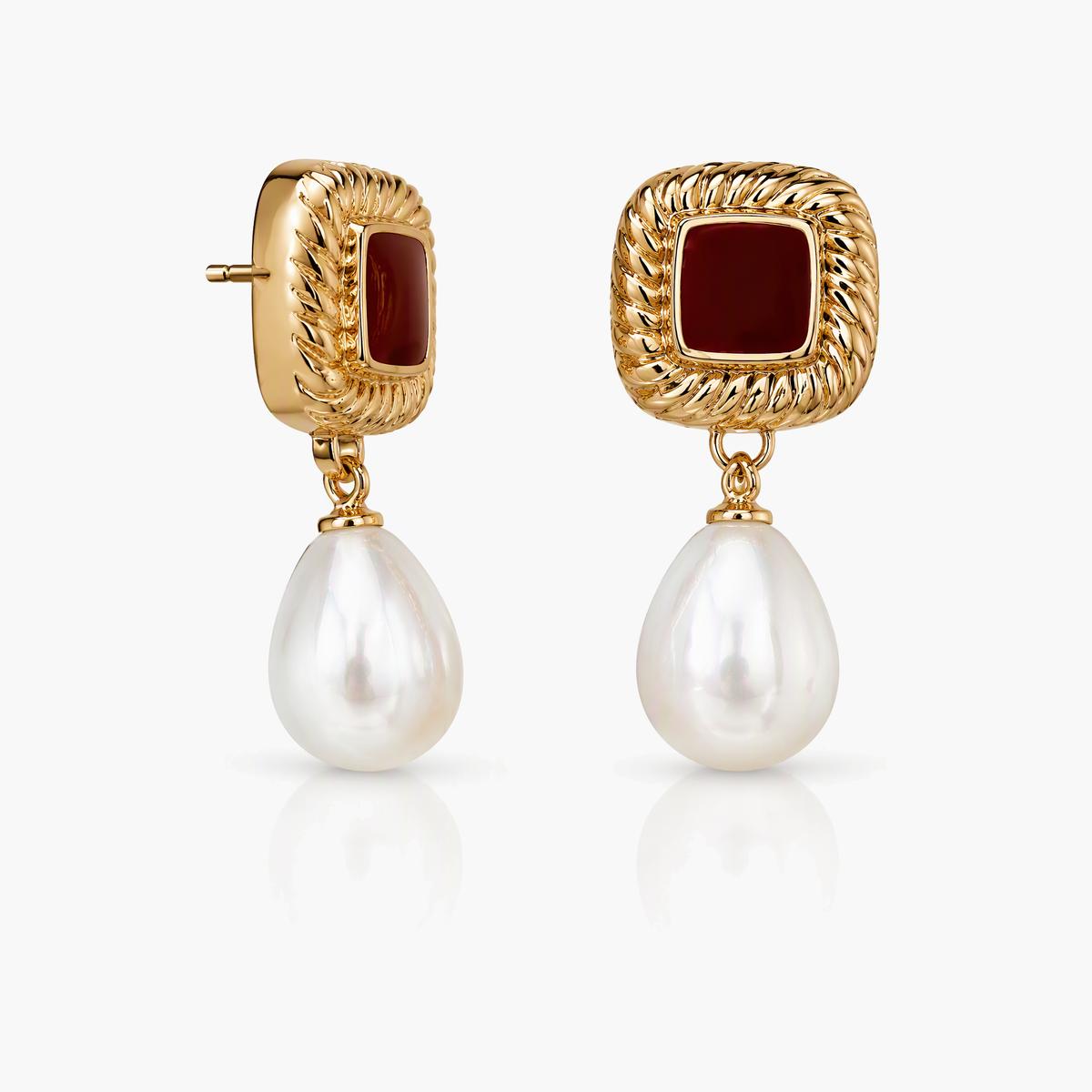Vintage Square Pearl Drop Earrings
