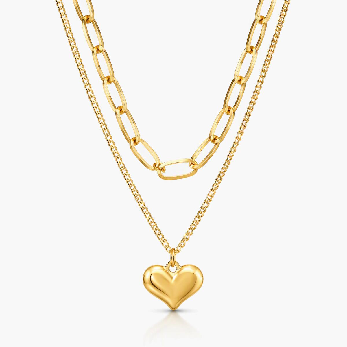 Trendy Heart Charm Layered Necklace