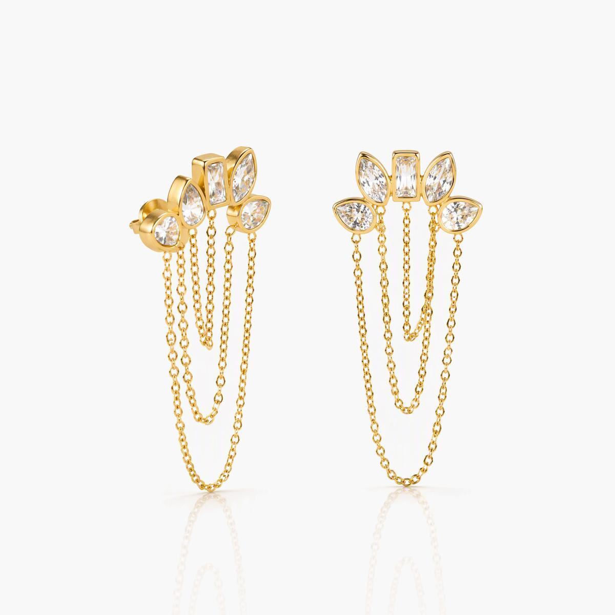 Trendy Heart Chain Drop Earrings