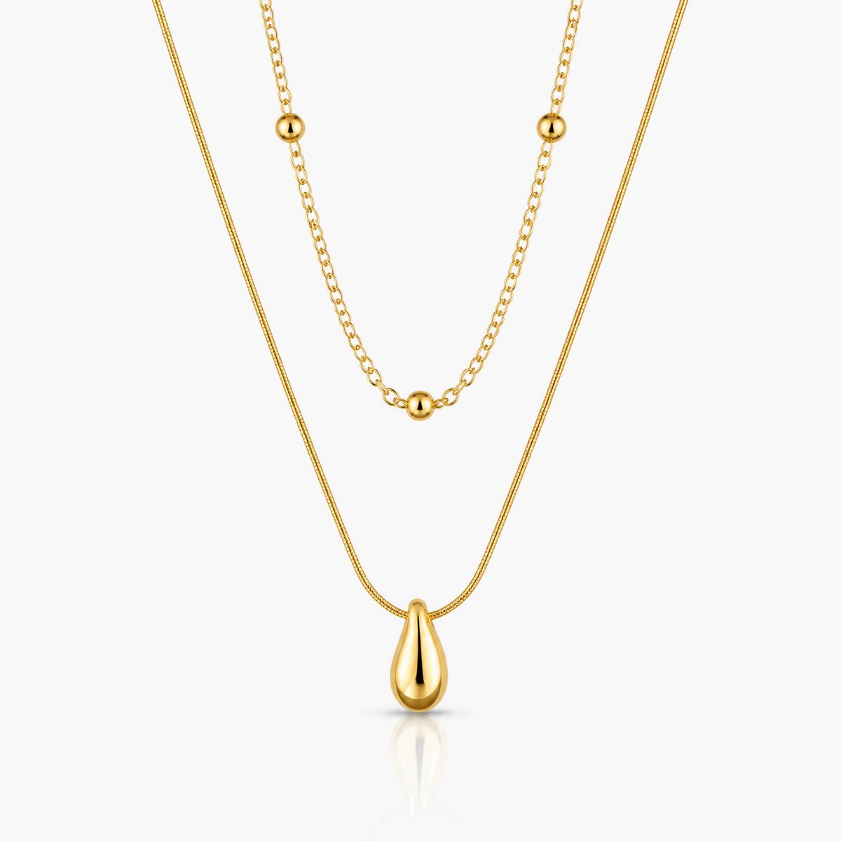 Dainty Teardrop Double Layer Necklace