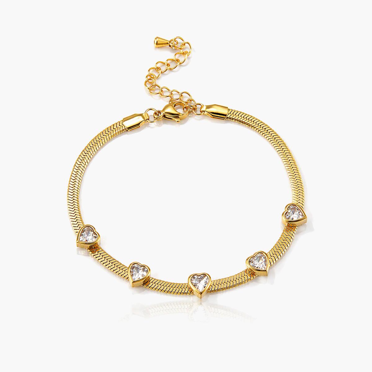 Dainty Heart Charm Snake Chain Bracelet