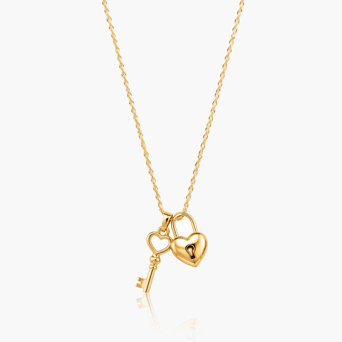 Dainty Heart Lock And Key Necklace