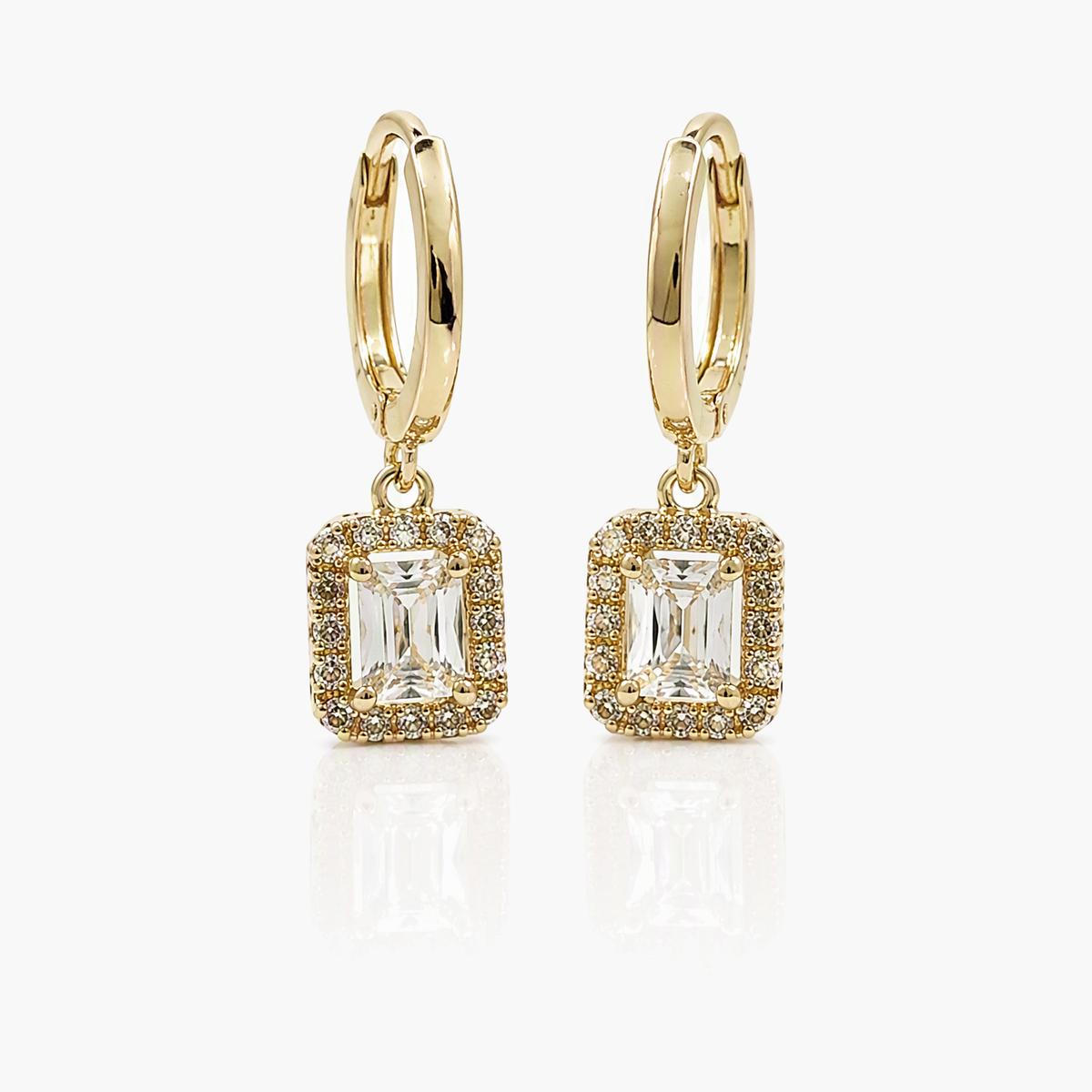 Elegant Square Halo Earrings