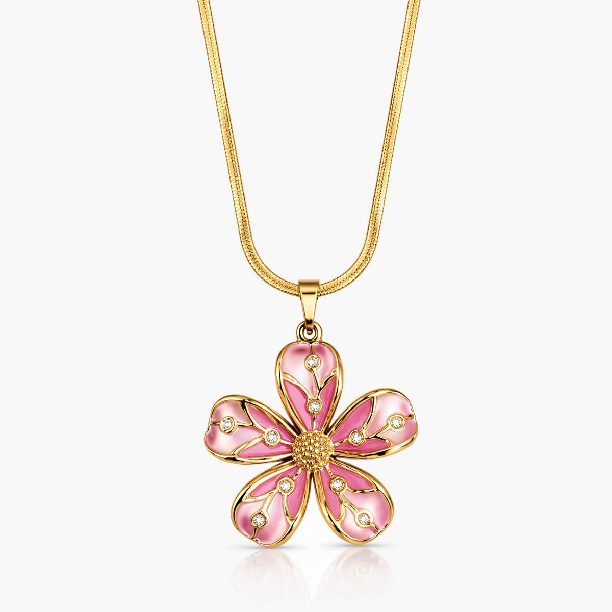 Enamel Flower Pendant Necklace