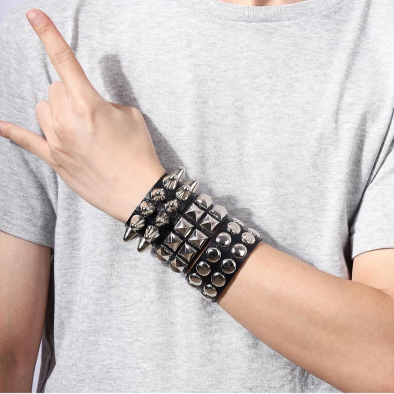 Chunky Studded Leather Bracelet