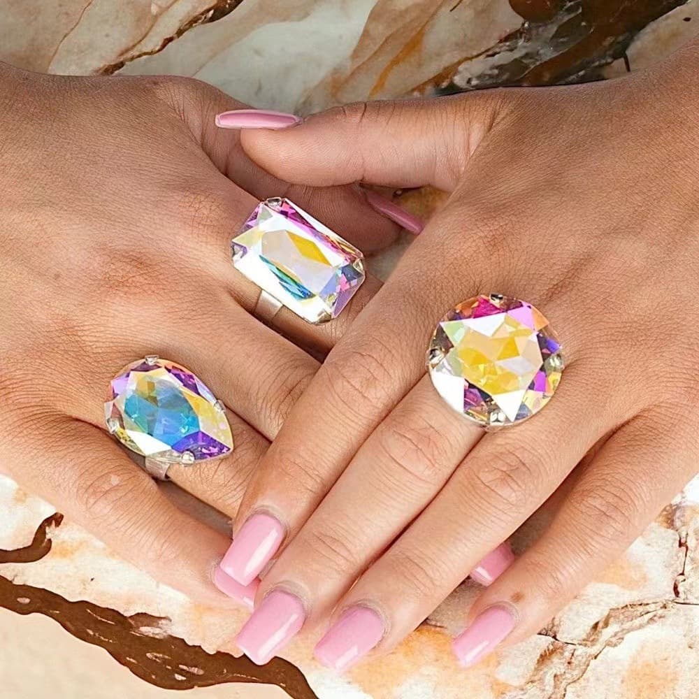 Trendy Large Faceted Stone Ring