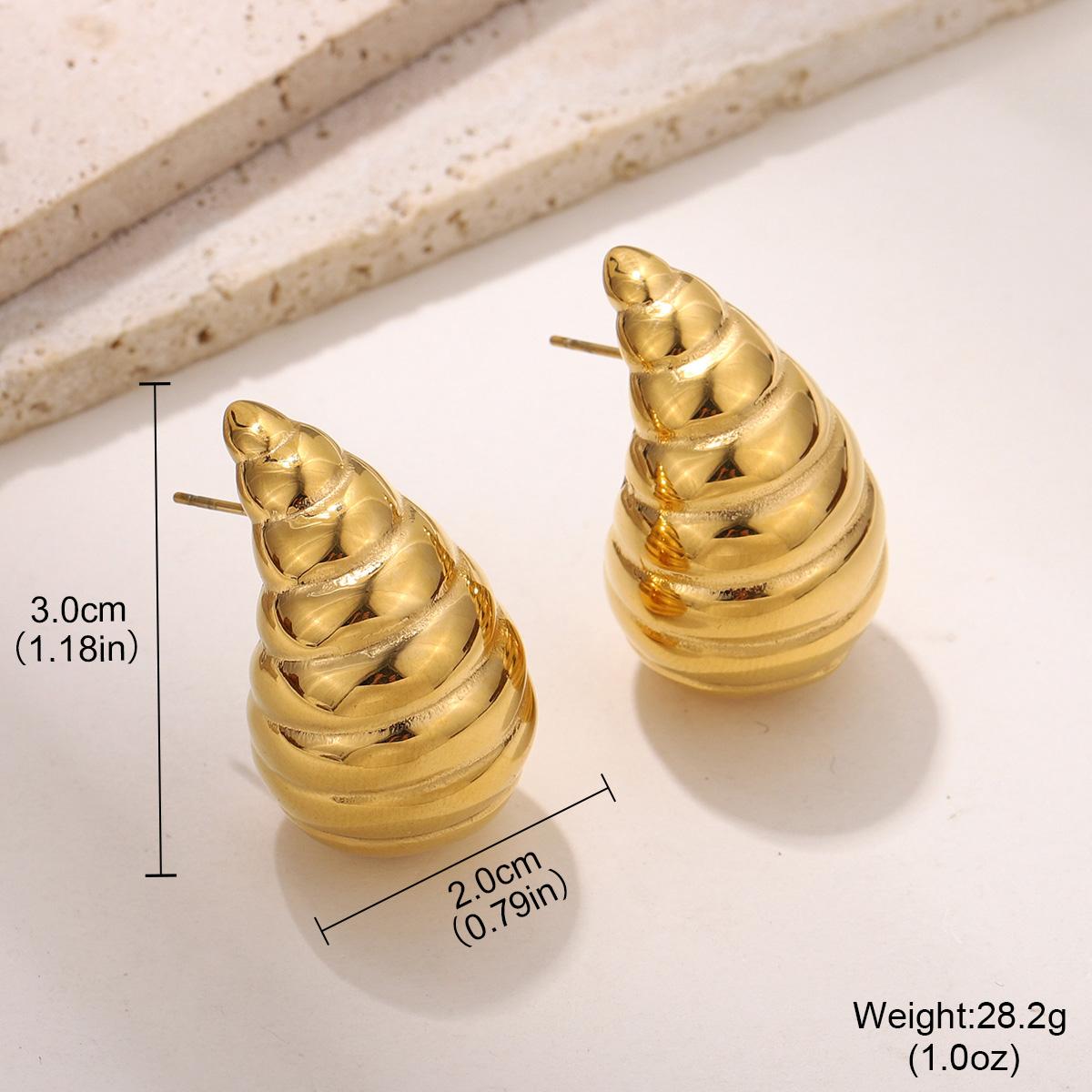 Chunky Conch Shell Stud Earrings