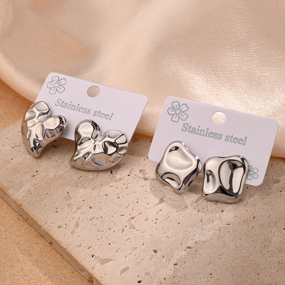 Trendy Irregular Heart Stud Earrings