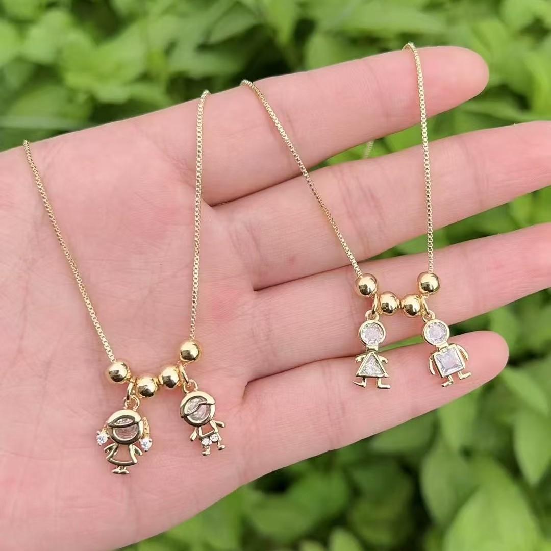Cute Double Figure Charm Necklace