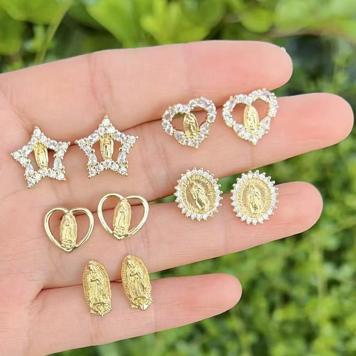 Dainty Virgin Mary Stud Earrings