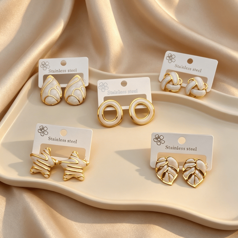 Trendy Mixed Motif Stud Earrings
