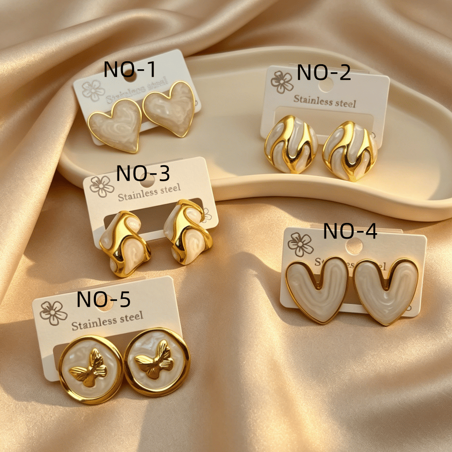 Heart And Butterfly Stud Earrings