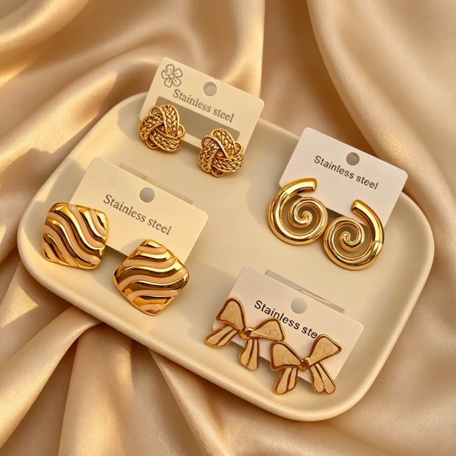 Trendy Mixed Motif Stud Earrings