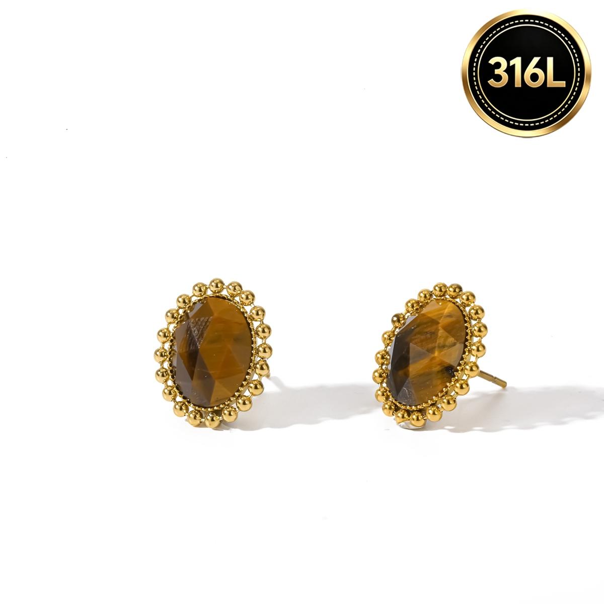 Vintage Oval Beaded Halo Stud Earrings