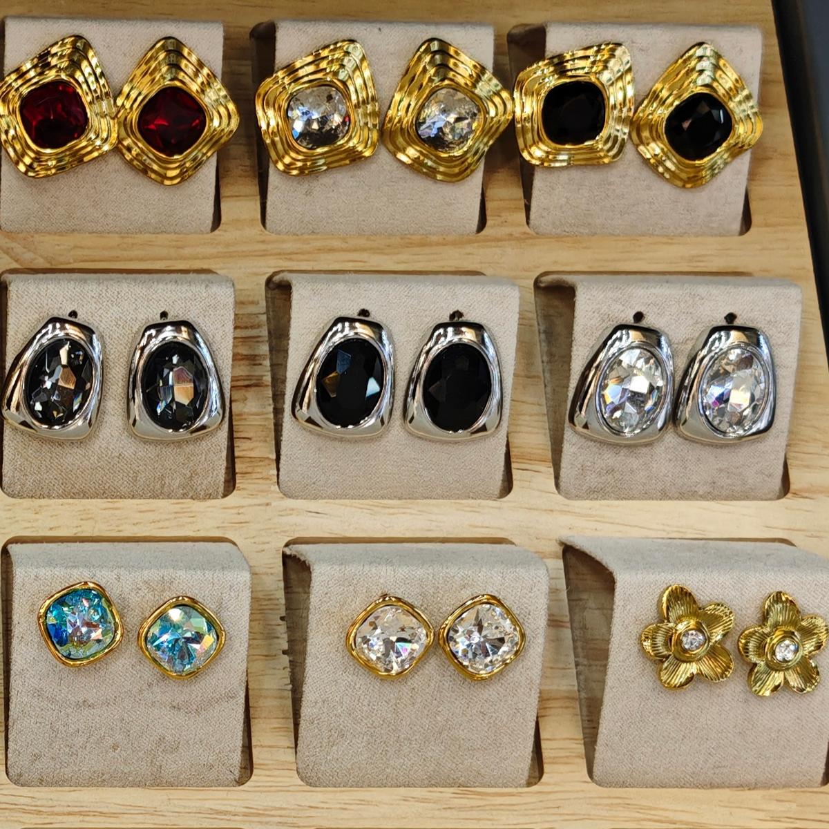 Vintage Irregular Square Stud Earrings