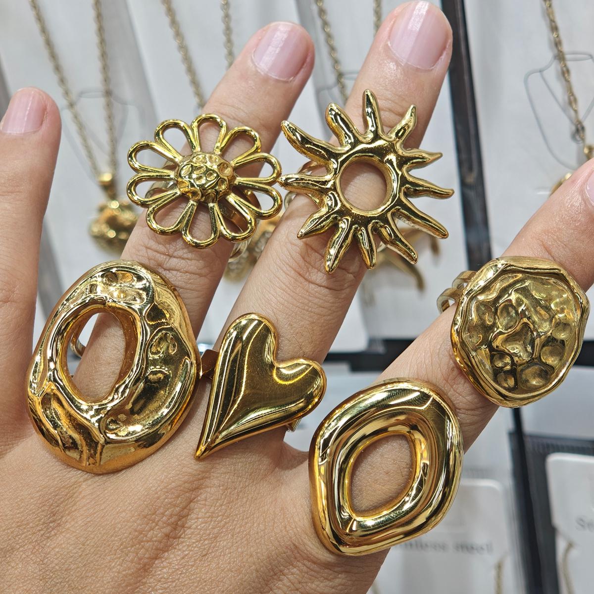 Chunky Sun Flower Heart Ring
