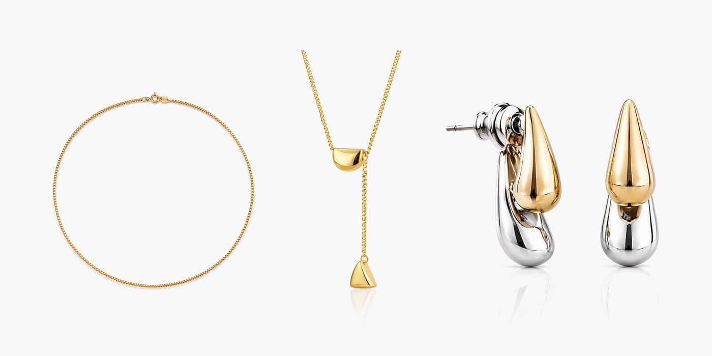 Gold Minimalist Teardrop Necklace & Earrings Set