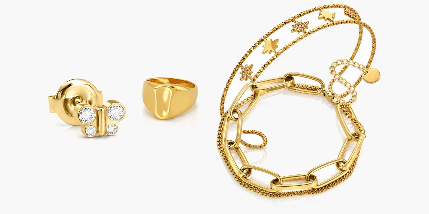 Gold Minimalist Flower Jewelry Set