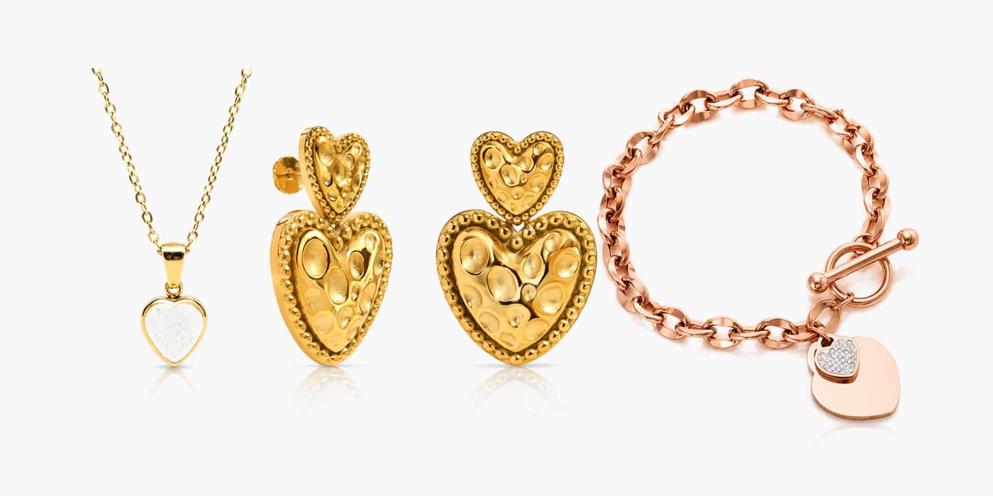 Gold Heart Jewelry Set