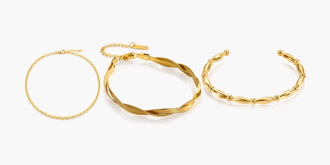 Gold Classic Necklace & Bracelet Set