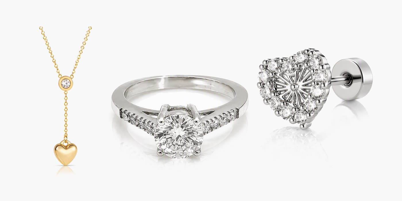 Date Night Silver Heart Set