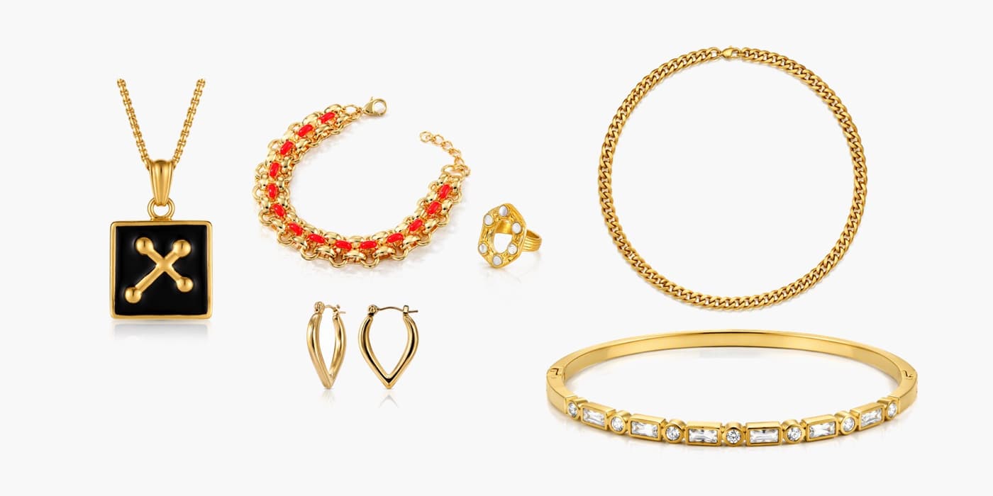 Gold Heart Jewelry Stack
