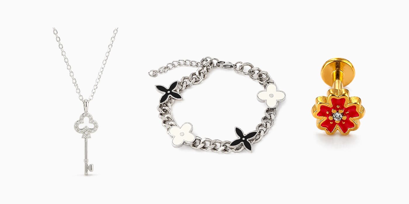 Classic Silver Flower Jewelry Set