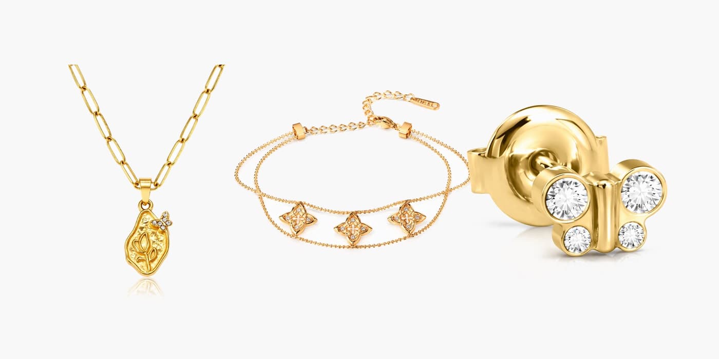 Gold Flower Jewelry Set