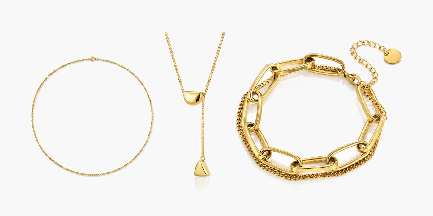 Gold Minimalist Necklace & Bracelet Layering Set