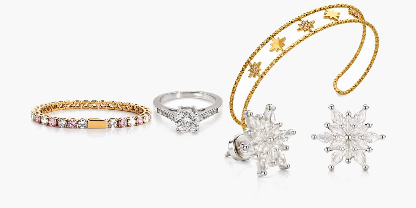 Sparkling Silver Star Jewelry Set