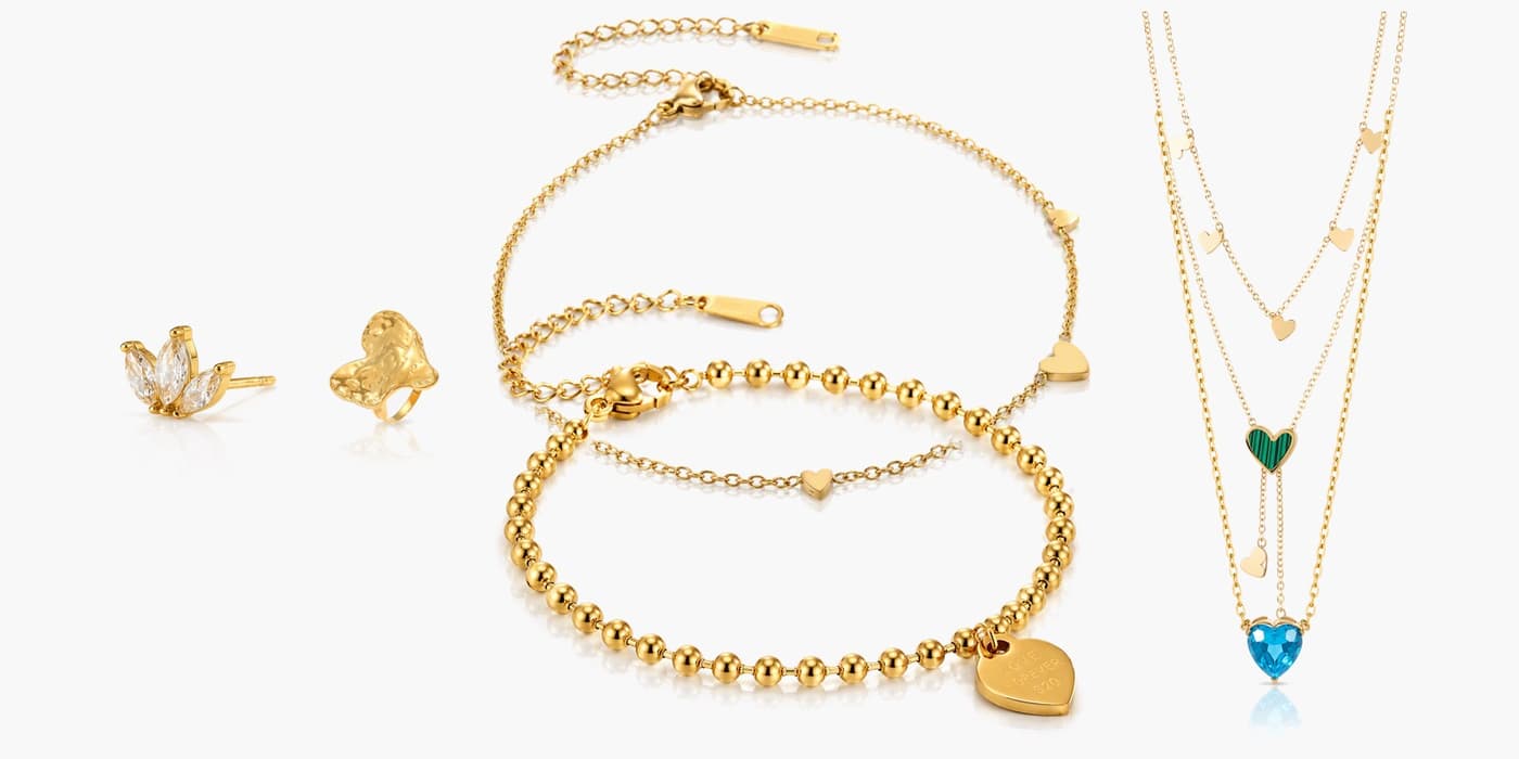 Gold Minimalist Heart Jewelry Gift Set