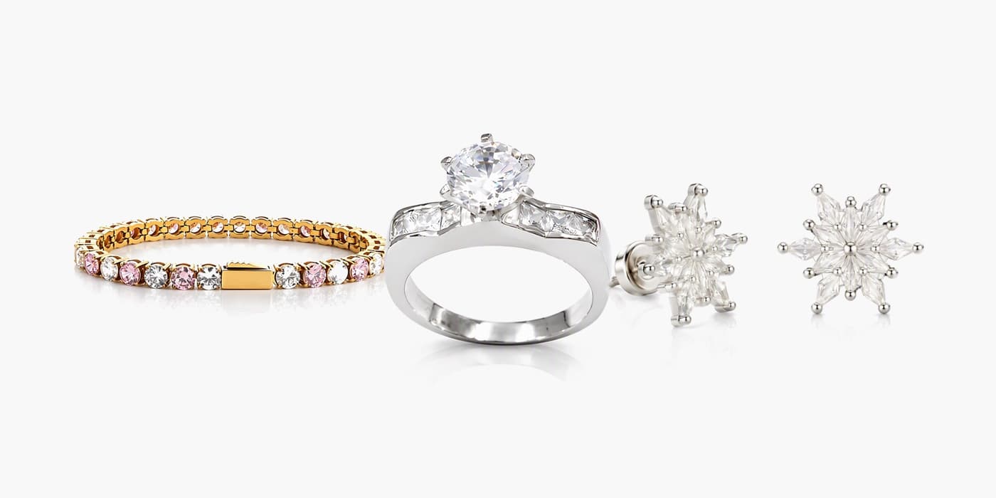 Silver Sparkling Star Jewelry Trio