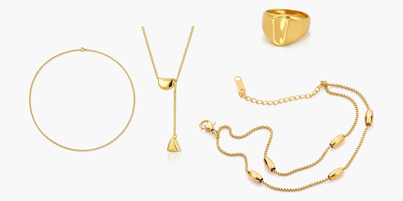 Gold Minimalist Jewelry Layering Set