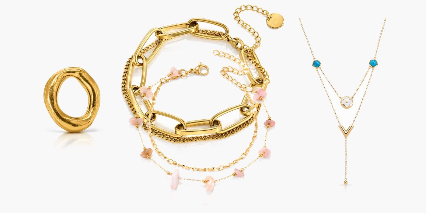 Gold Minimalist Flower Jewelry Stack