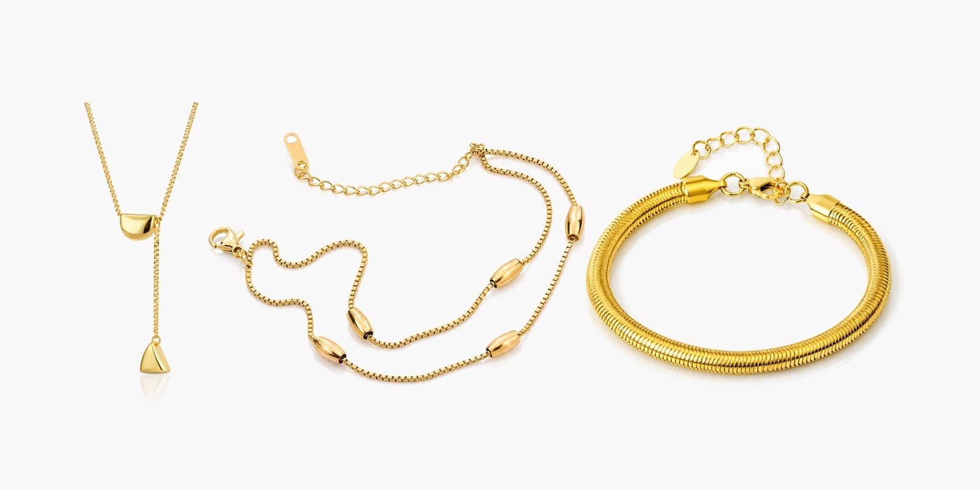 Gold Minimalist Bar Necklace & Bracelet Set