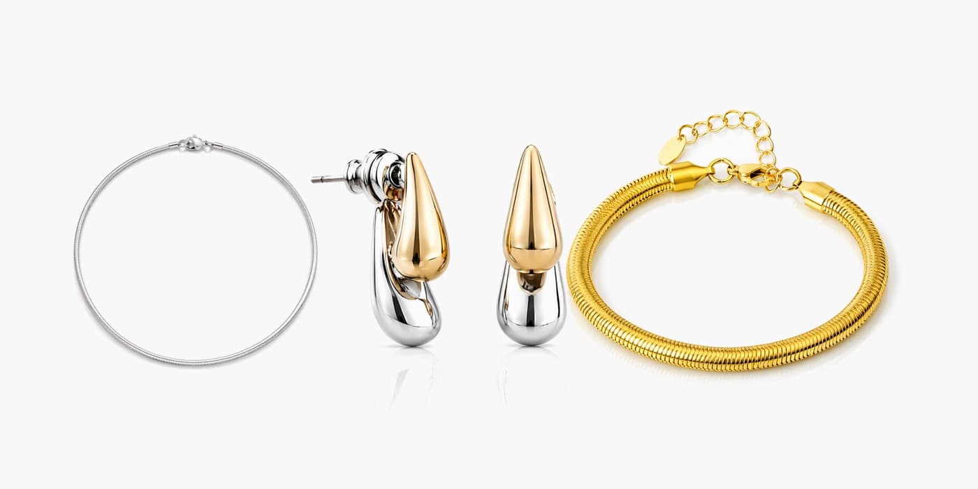 Minimalist Silver Teardrop Jewelry Set